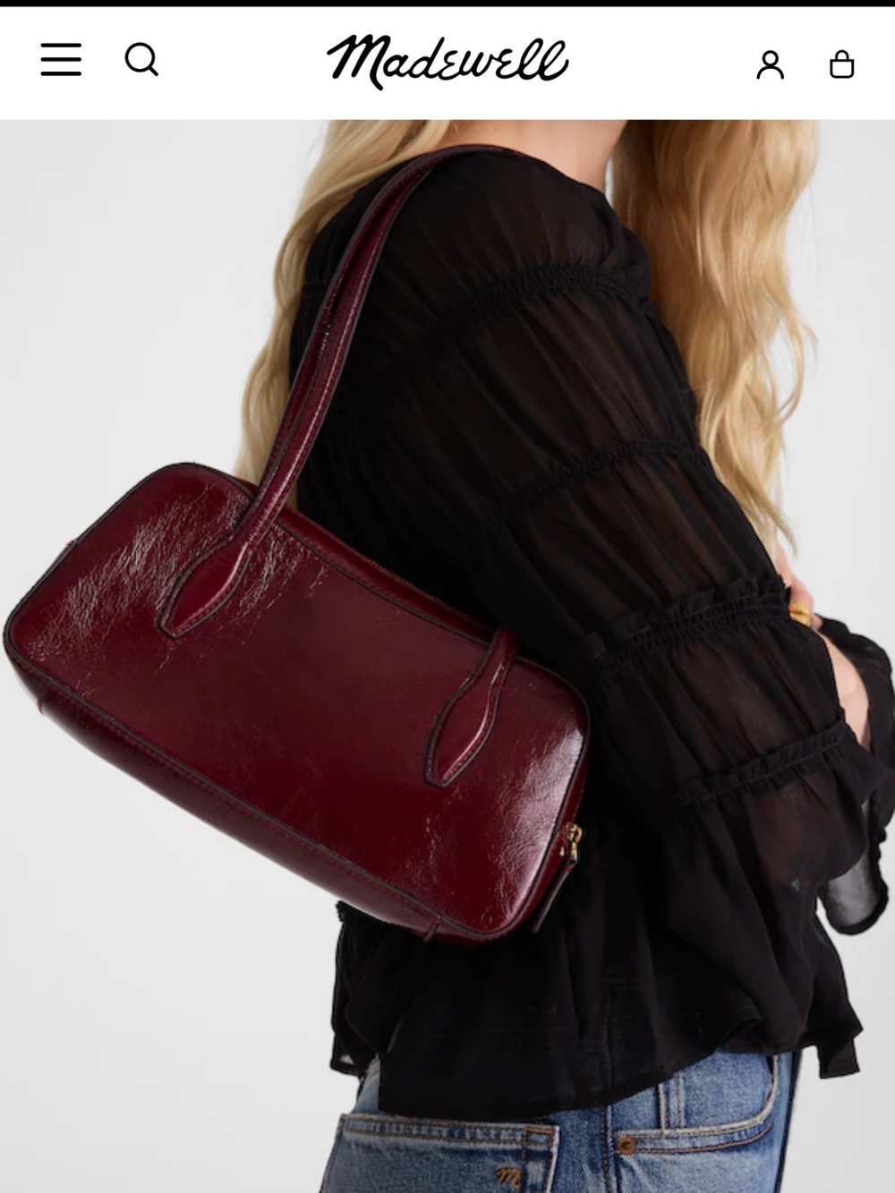 Madewell Burgundy Patent Leather Shoulder Bag - Picture 7 of 7